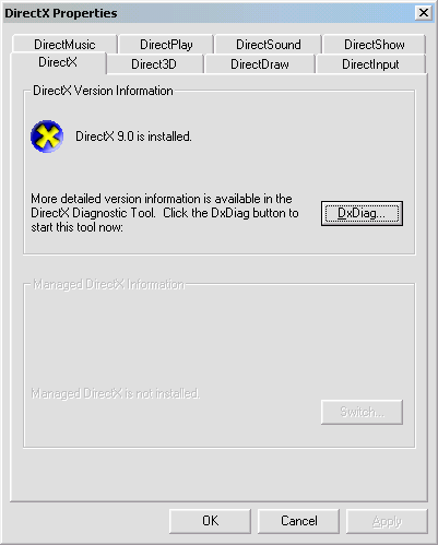 Capture d'écran de Panneau de contrle DirectX 9