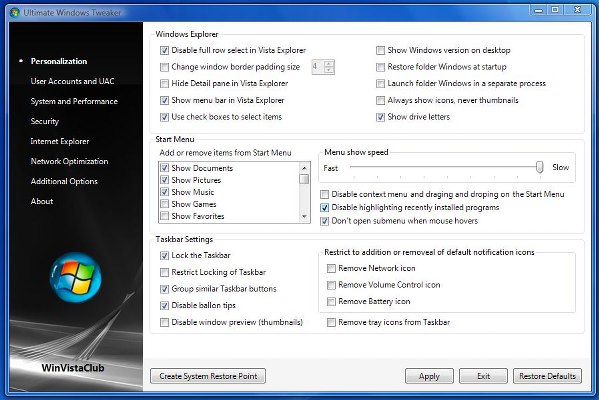 Ultimate Windows Tweaker screenshot - Tweak UI Utility for tweaking ...