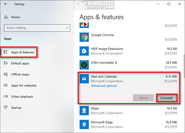 How to Uninstall Mail and Calendar Apps in Windows 10 - MajorGeeks