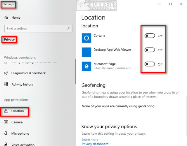 How to Customize Windows 10 Location Services - MajorGeeks