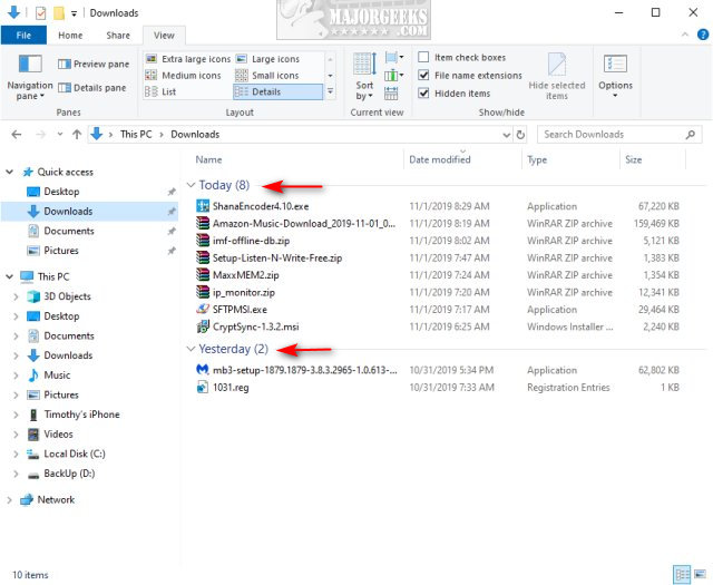 How to Restore The Downloads Folder View in Windows 10 - MajorGeeks