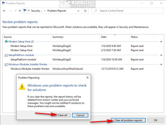 How To View And Clear Your Reliability History In Windows 10 - Majorgeeks